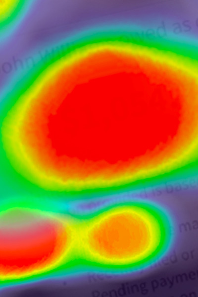 Heatmap of user attention from usability testing