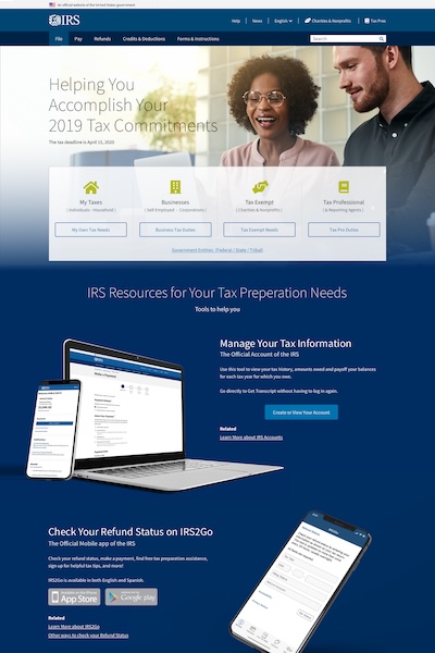 Responsive IRS.gov homepage redesign